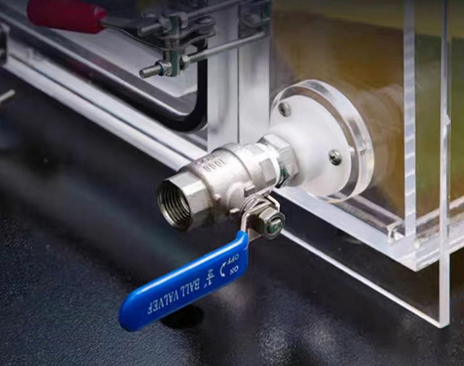 Gas-in port with pressure relief valve