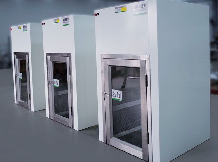 Custom floor-mounted pass box with easy trolley access