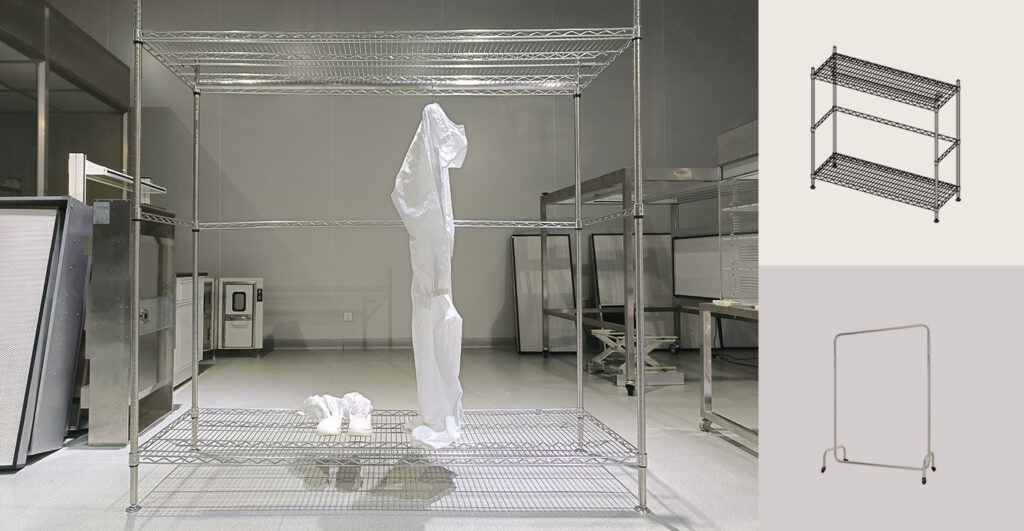 Gown rack for cleanroom garments 3