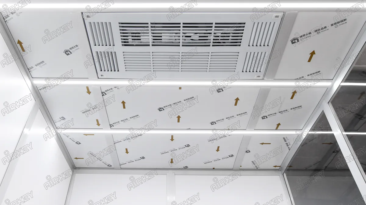 Ceiling of modular cleanroom