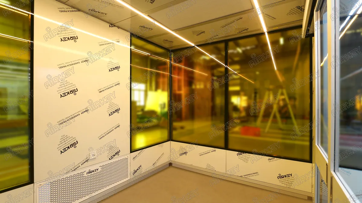 Yellow-tinted Glass of modular cleanroom