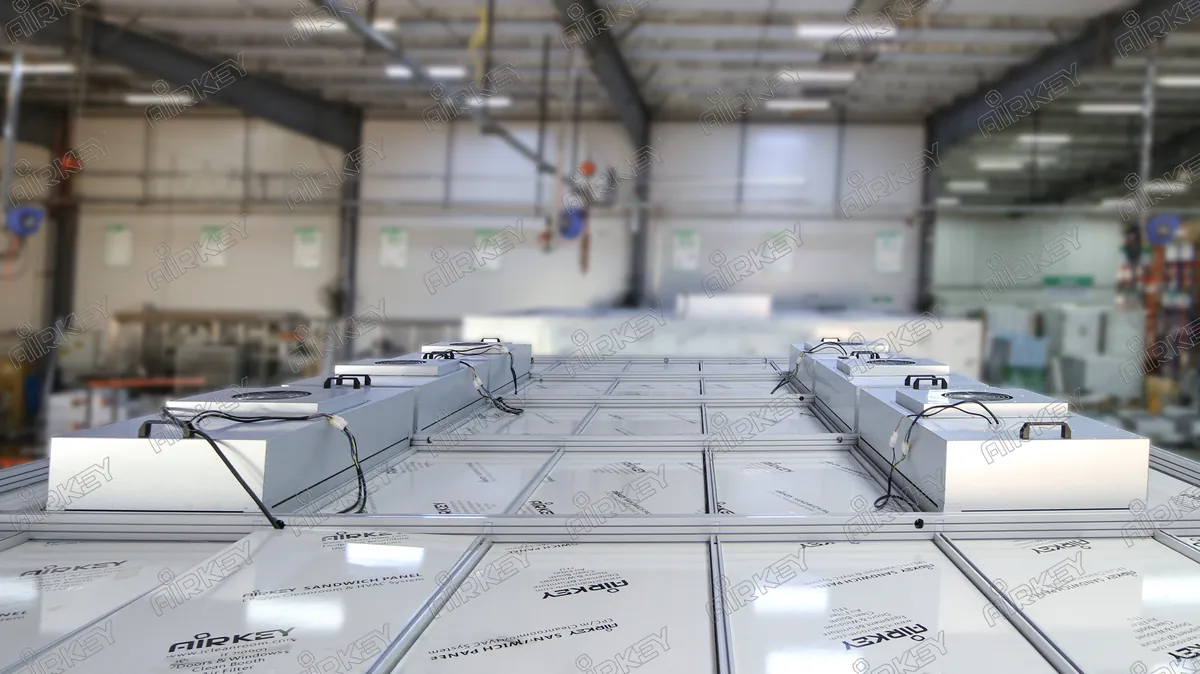 EC FFU on the ceiling of modular cleanroom