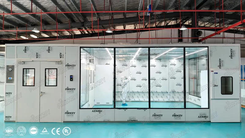 40sqm ISO6 modular cleanroom with transparent panels for precision laser component manufacturing