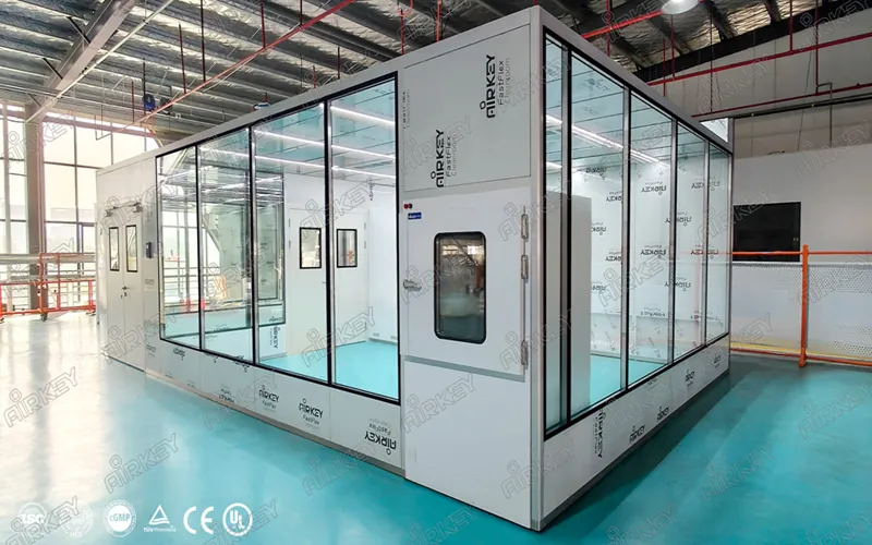 Prefabricated modular cleanroom with double layer glass walls for laser equipment assembly workshop